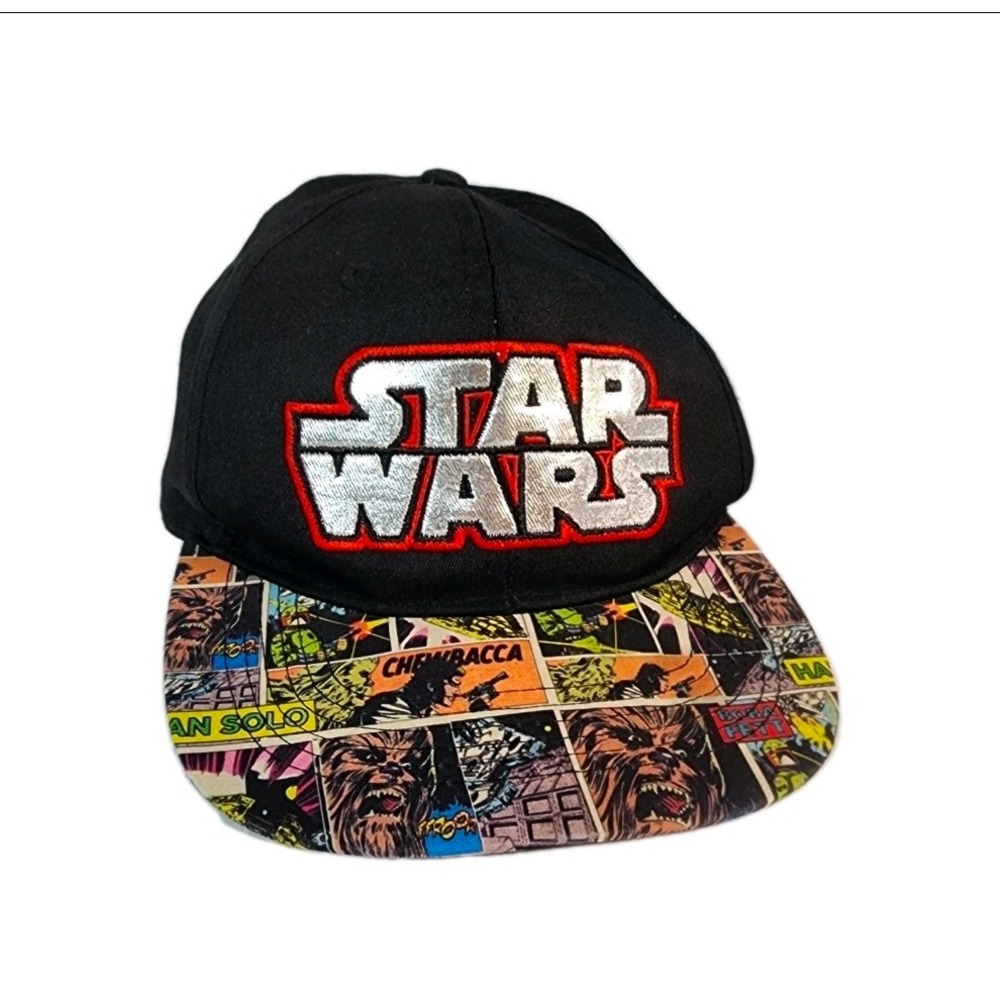 Star Wars‎ Chewbacca Comic Print Snapback Hat Black Red Silver